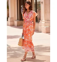 Lascana Women's Floral V-Neck Maxi Dress