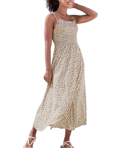 Lascana Women's Smocked Dot Print Dress