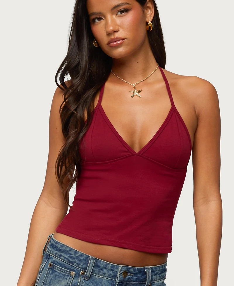 Edikted Women's Noriah V Neck Halter Top