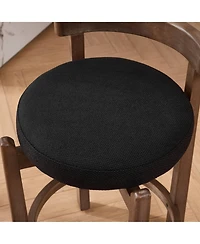 Maison Boucle Swivel Counter Height Bar Stools Set of 2, Linen Upholstered, Mid-Century Modern Stool with Back, Footrest, 26" Seat Height