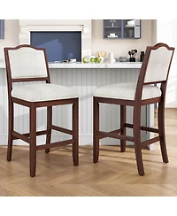 Maison Boucle Counter Height Bar Stools Set of 2, Solid Wood Frame, Upholstered Seat And Back, Curved Backrest, Kitchen Island Seating