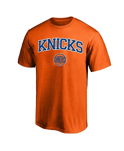 Profile Men's Orange New York Knicks Big and Tall Arch Over Logo T-Shirt