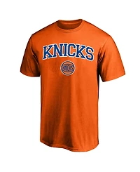 Profile Men's Orange New York Knicks Big and Tall Arch Over Logo T-Shirt