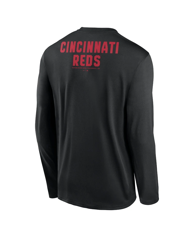 Nike Men's Black Cincinnati Reds 2-Hit Legend Dri-fit Long Sleeve T-Shirt