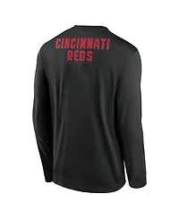 Nike Men's Black Cincinnati Reds 2-Hit Legend Dri-fit Long Sleeve T-Shirt