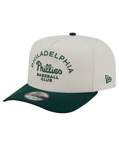 New Era Men's Cream/Dark Green Philadelphia Phillies Chrome A-Frame 9FIFTY Snapback Hat