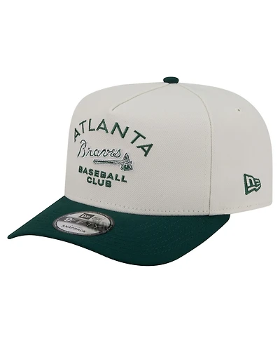 New Era Men's Cream/Dark Green Atlanta Braves Chrome A-Frame 9FIFTY Snapback Hat
