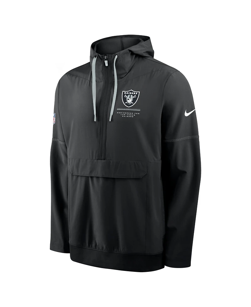 Nike Men's Black Las Vegas Raiders Sideline Anorak Half-Zip Hoodie