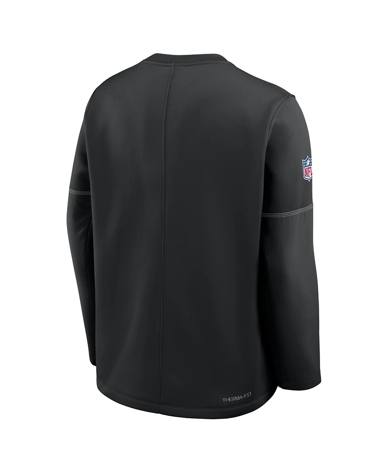 Nike Men's Black Las Vegas Raiders Sideline Coaches Midweight Therma-fit Sweatshirt