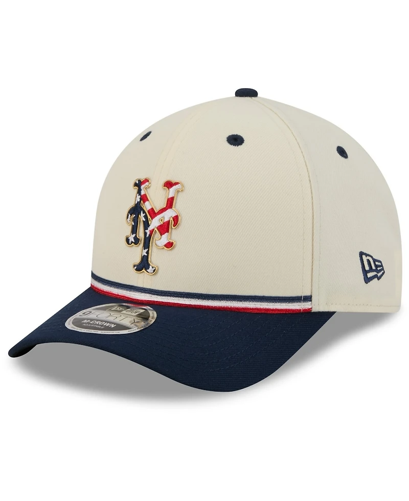 New Era Big Boys and Girls Cream/Navy New York Mets Usa 250 9FORTY M-Crown Adjustable Hat