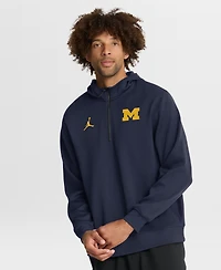 Jordan Men's Navy Michigan Wolverines Coaches Premium Dri-fit Quarter-Zip Hoodie
