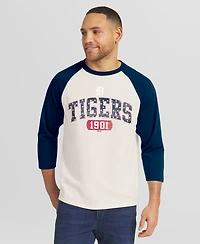 Darius Rucker Collection By Fanatics Men's Cream/Navy Detroit Tigers Americana 3/4-Sleeve Raglan T-Shirt