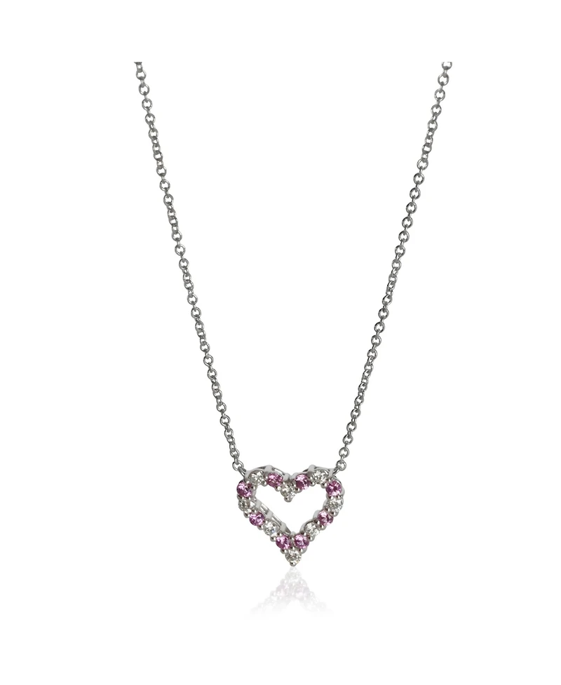 Pre-Owned Tiffany & Co Platinum Pink Sapphire and Diamond Heart Necklace