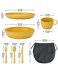 Piscifun Camping Mess Kit 5 Piece Plastic Utensils Set With Carry Bag For Travel Picnic Outdoor