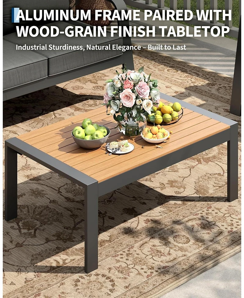 gaomon Outdoor Coffee Table, All-Weather Aluminum Patio Coffee Table for Patio, Deck, Backyard, Garden, Poolside