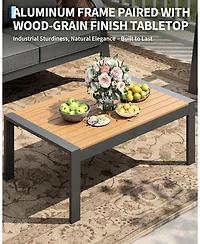 gaomon Outdoor Coffee Table, All-Weather Aluminum Patio Coffee Table for Patio, Deck, Backyard, Garden, Poolside