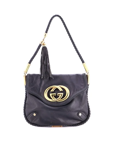 Pre-Owned Gucci Medium Britt Tassel Flap Bag Leather