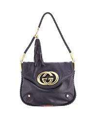 Pre-Owned Gucci Medium Britt Tassel Flap Bag Leather