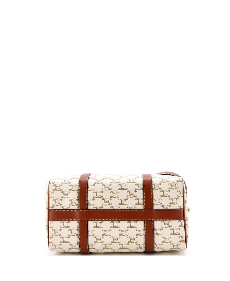Pre-Owned Celine Large Boston Bag Triomphe Coated Canvas