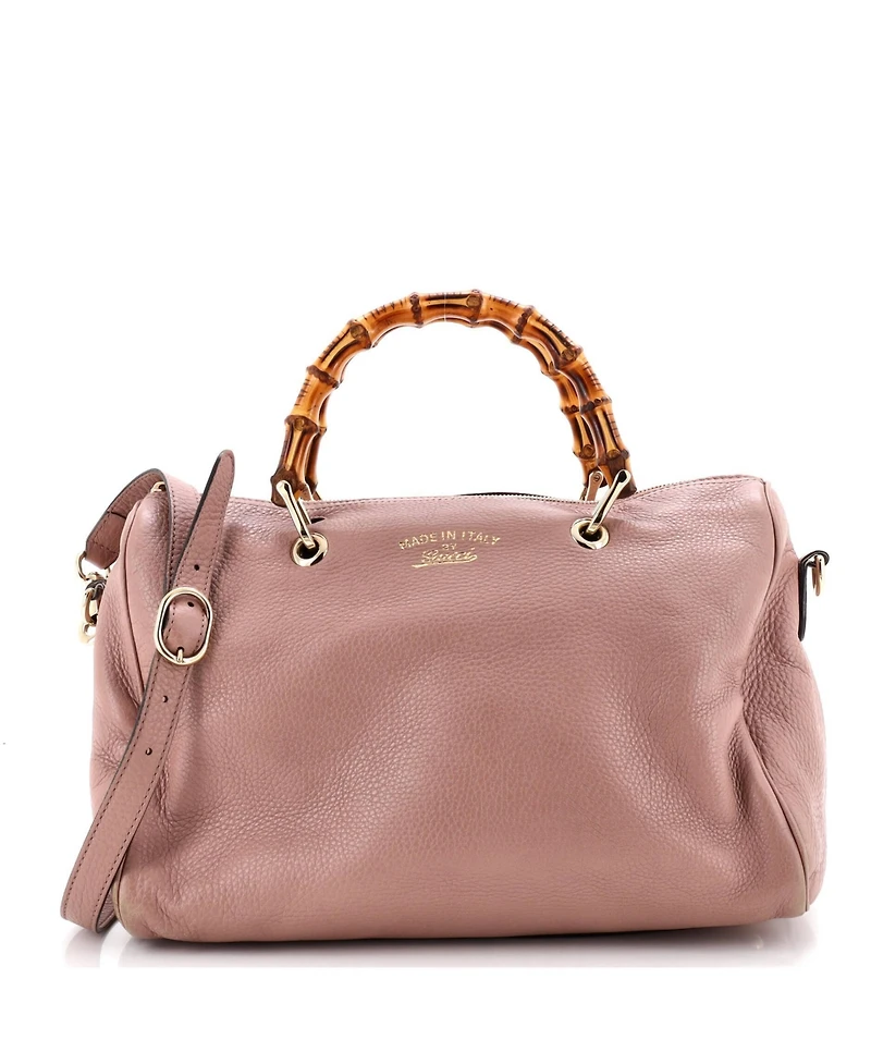 Pre-Owned Gucci Medium Bamboo Shopper Boston Bag Leather