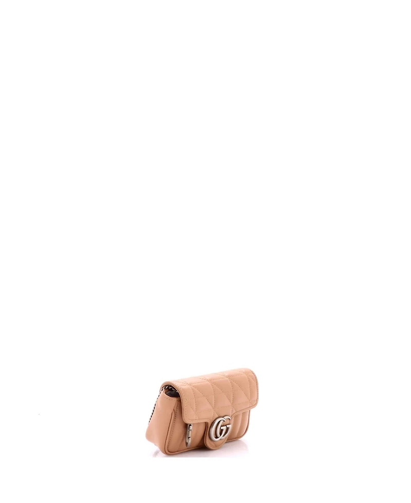 Pre-Owned Gucci Super Mini Gg Marmont Flap Bag Mixed Matelasse Leather