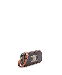 Pre-Owned Celine Small Cuir Triomphe Camera Shoulder Bag Embroidered Triomphe Coated Canvas with Leather