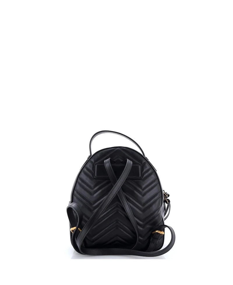 Pre-Owned Gucci Small Gg Marmont Backpack Matelasse Leather
