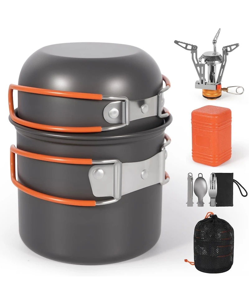 Piscifun Lightweight Stackable Camping Cookware Mess Kit All in One Outdoor Cooking Set for 1-2 People
