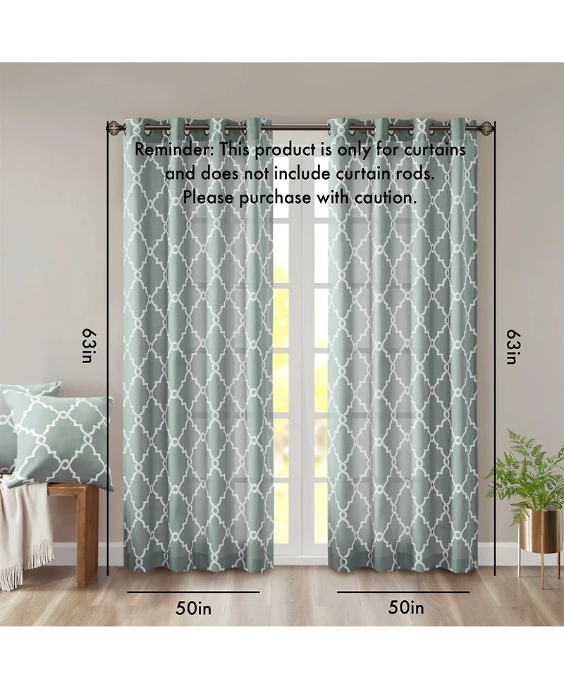 Avobird Fretwork Print Grommet Top Window Curtain Panelm Only 1 Piece Panel