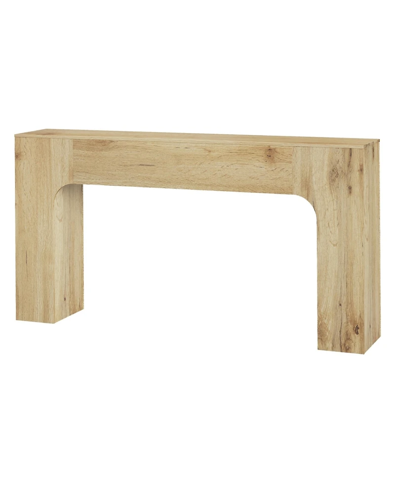 homfan 62.99 inch Oak Color Particle Board Console Table, Narrow Entryway Sofa Table for Hallway and Living Room