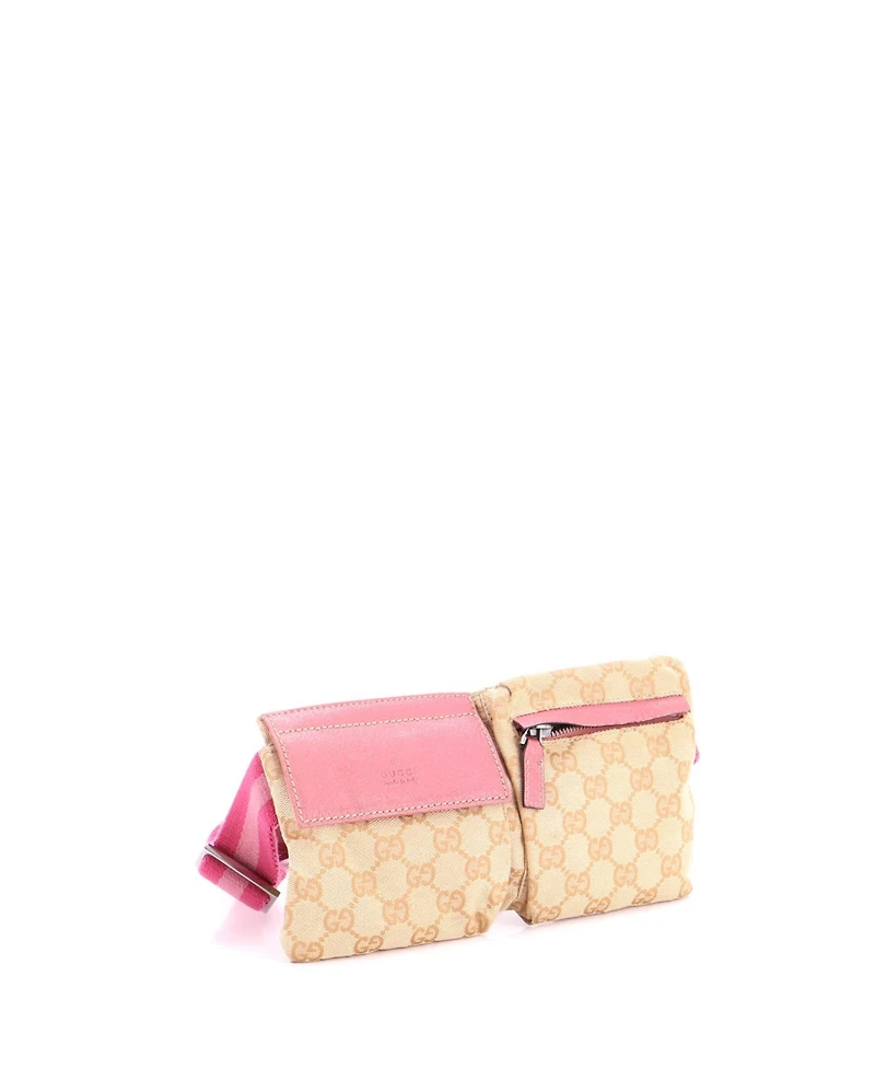 Pre-Owned Gucci Small Vintage Double Belt Bag Gg Canvas with Leather