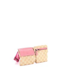 Pre-Owned Gucci Small Vintage Double Belt Bag Gg Canvas with Leather