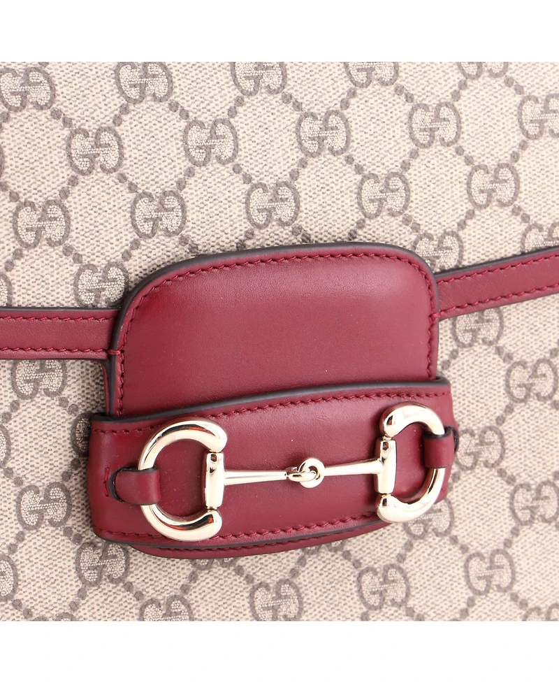 Pre-Owned Gucci Small Horsebit 1955 Soft Shoulder Bag Gg Coated Canvas with Leather