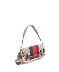 Pre-Owned Gucci Medium Horsebit Nm Web Chain Clutch Gg Canvas