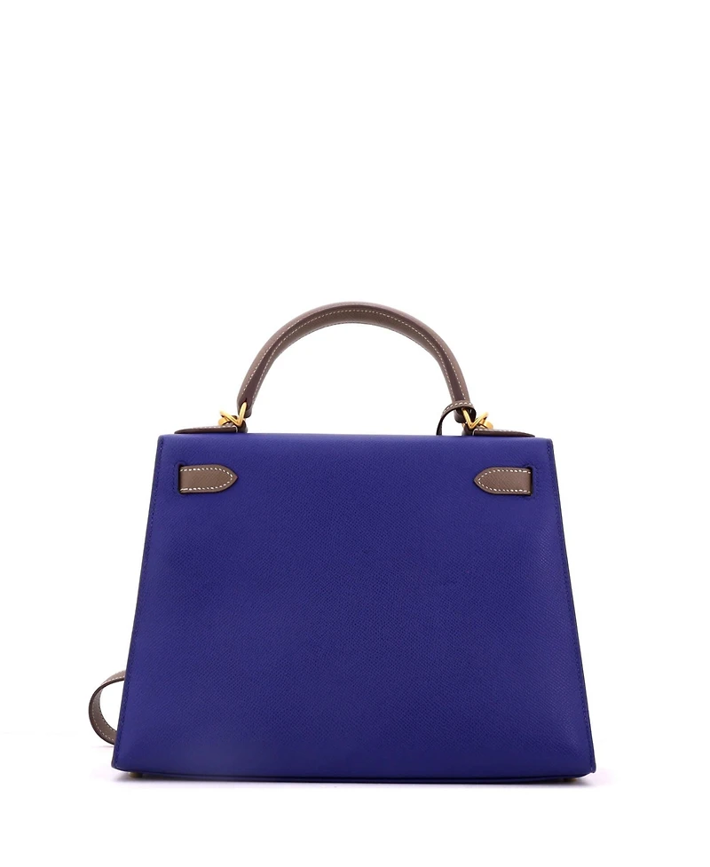 Pre-Owned HERMES Kelly 28 Handbag Bicolor Epsom with Brushed Gold Hardware