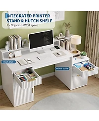 gaomon Computer Desk Hutch Printer Stand Ripple Storage Space Saving
