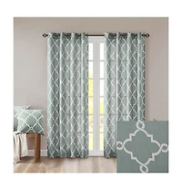 Avobird Fretwork Print Grommet Top Window Curtain Panel