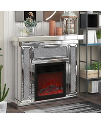 Streamdale Furniture 46" Acrylic Diamond Mirror Electric Fireplace Mantel
