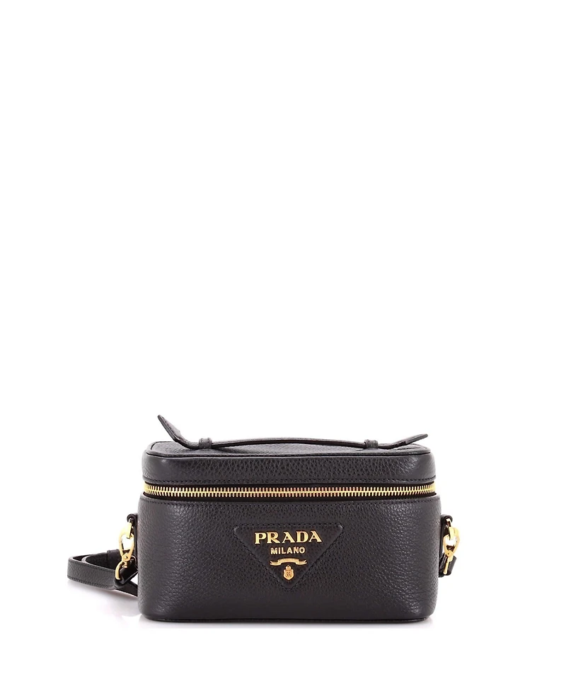 Pre-Owned Prada Mini Convertible Top Handle Vanity Shoulder Bag Vitello Daino