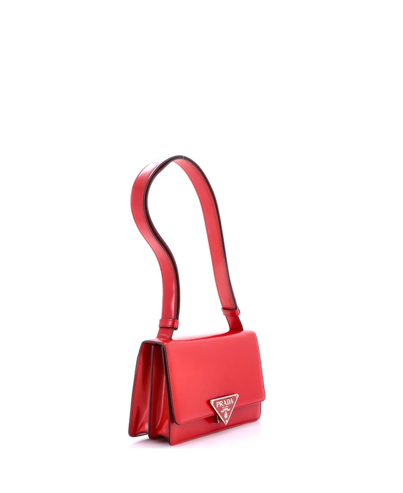 Pre-Owned Prada Medium Embleme Triangle Logo Flap Bag Spazzolato Leather
