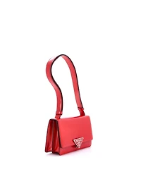 Pre-Owned Prada Medium Embleme Triangle Logo Flap Bag Spazzolato Leather