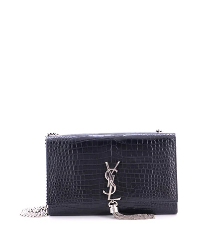 Pre-Owned Saint Laurent Medium Classic Monogram Tassel Crossbody Bag Embossed Leather