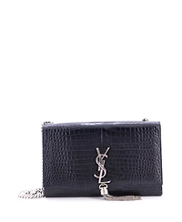 Pre-Owned Saint Laurent Medium Classic Monogram Tassel Crossbody Bag Embossed Leather