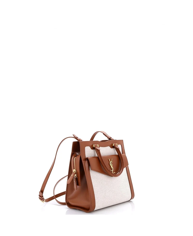 Pre-Owned Saint Laurent Small Uptown Tote Canvas with Leather