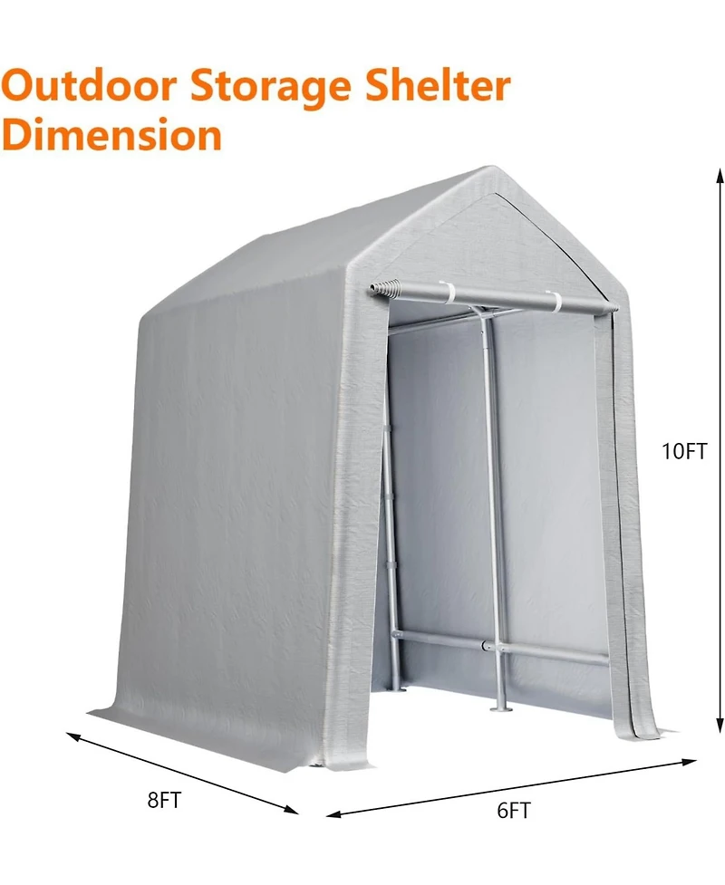 gaomon 6x8 Ft Portable Shed Outdoor Motorcycle Covers Storage Shelter, Heavy Duty Storage Shed