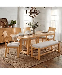 Streamdale Furniture 6-Piece Extendable Solid Wood Dining Set with 4 Chairs and Bench