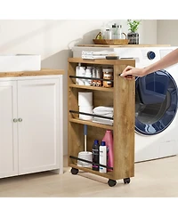 Tribesigns Slim Storage Cart: Rolling Narrow Kitchen Cart On Wheels. 4-Tier Slide-Out Utility Cart With Handle For Kitchen, Bathroom, Laundry