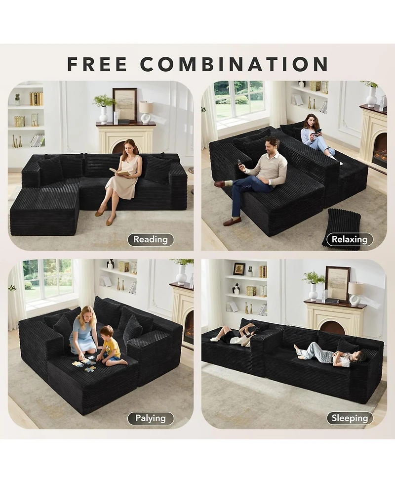gaomon 106" Cloud Sectional Couch with L-Shape Chaise, Modern Modular Sofa with Deep Seat, Upholstered Couches for Living Room