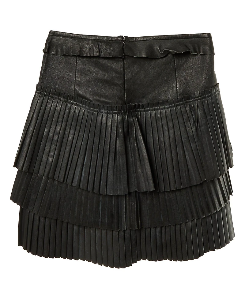 Pre-Owned Isabel Marant Women's Leather Pleated Tiered Mini Skirt