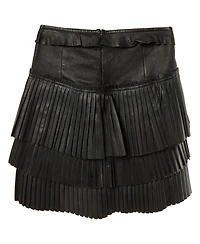 Pre-Owned Isabel Marant Women's Leather Pleated Tiered Mini Skirt